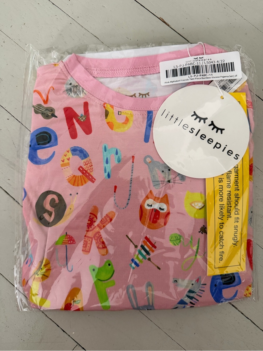 Little Sleepies Pink Alphabet & Animal Print Kids One-Piece Footie Pajamas